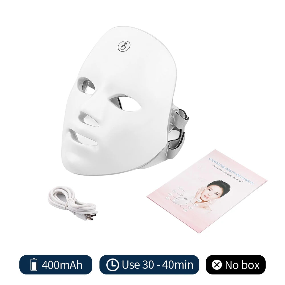 Máscara Facial LED 7 Cores com Fototerapia