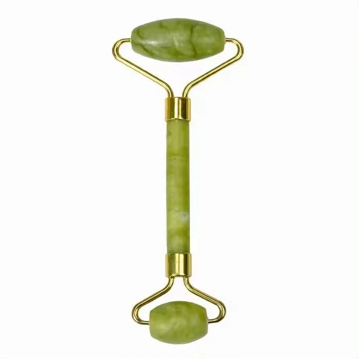 Rolo Pedra de Jade Massageador + Placa Gua Sha Anti Estresse